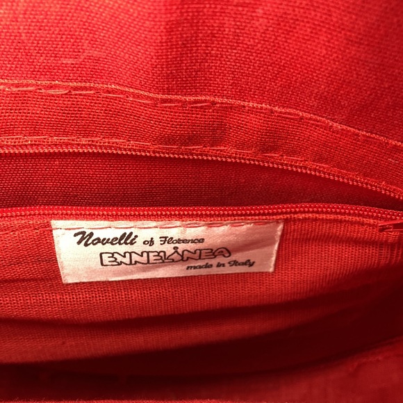 Vintage Italian Woven Round Red Shoulder Bag Crossbody Purse / Novelli Florence - Picture 4 of 11